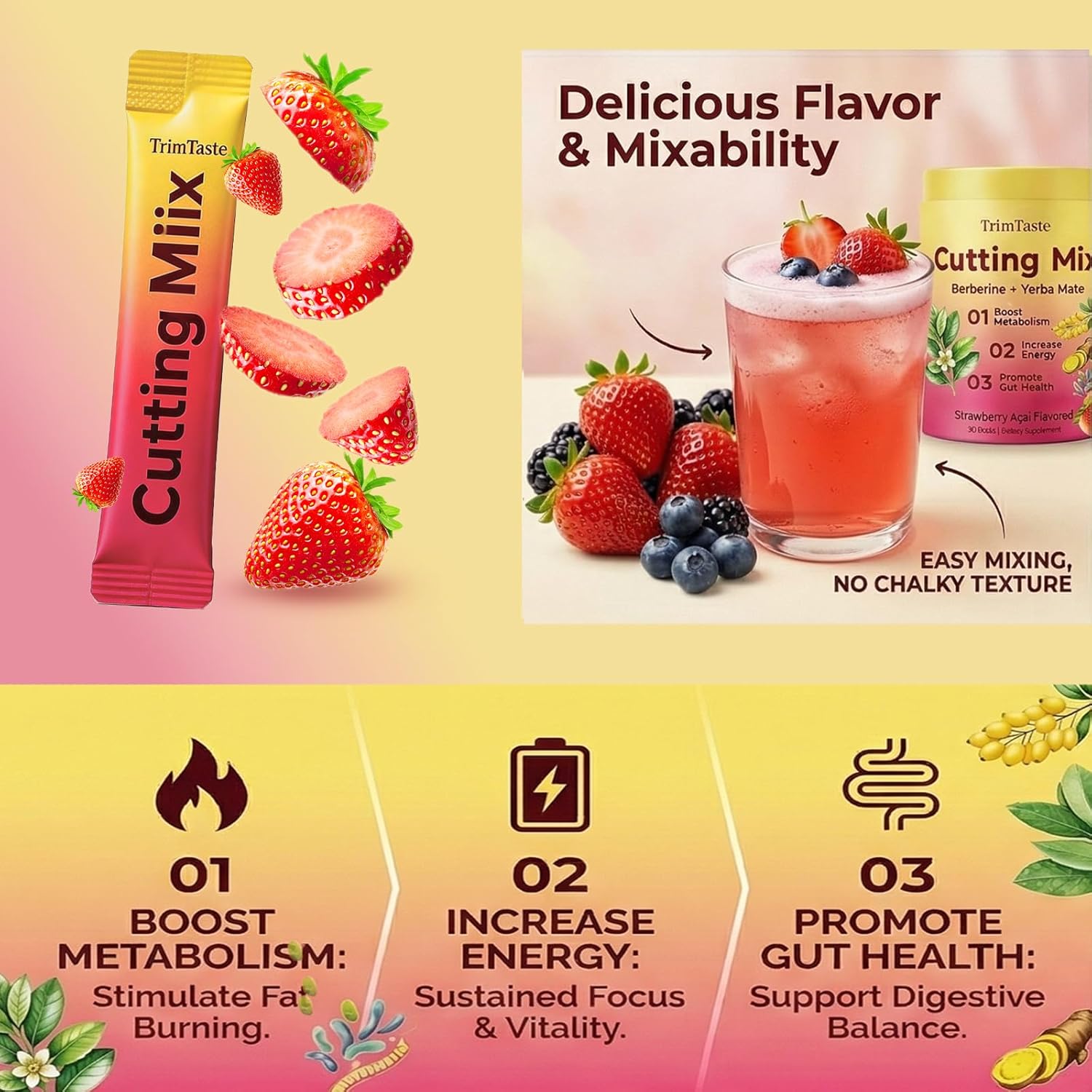 TrimTaste Strawberry Cutting Mix Powder
