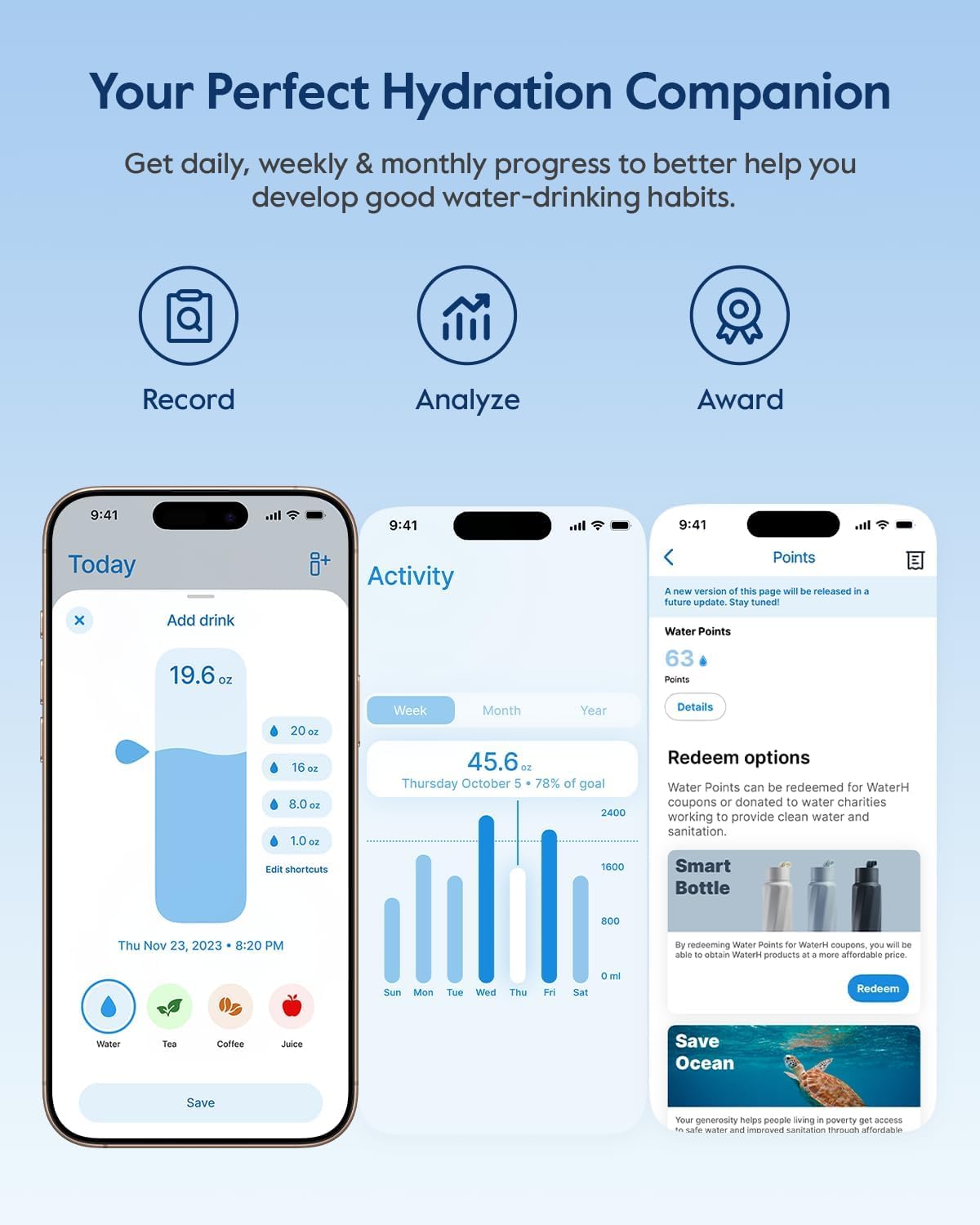 BOOST Smart Hydration Tracker Bottle