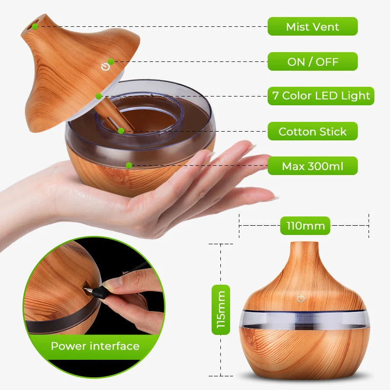 Wood Grain Cool Mist Diffuser