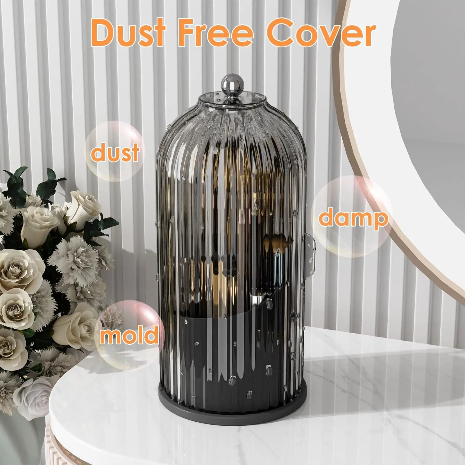 Clear Spin Makeup Brush Caddy