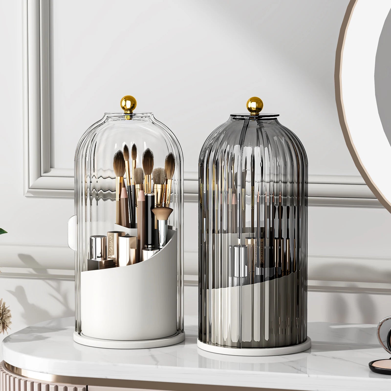 Clear Spin Makeup Brush Caddy