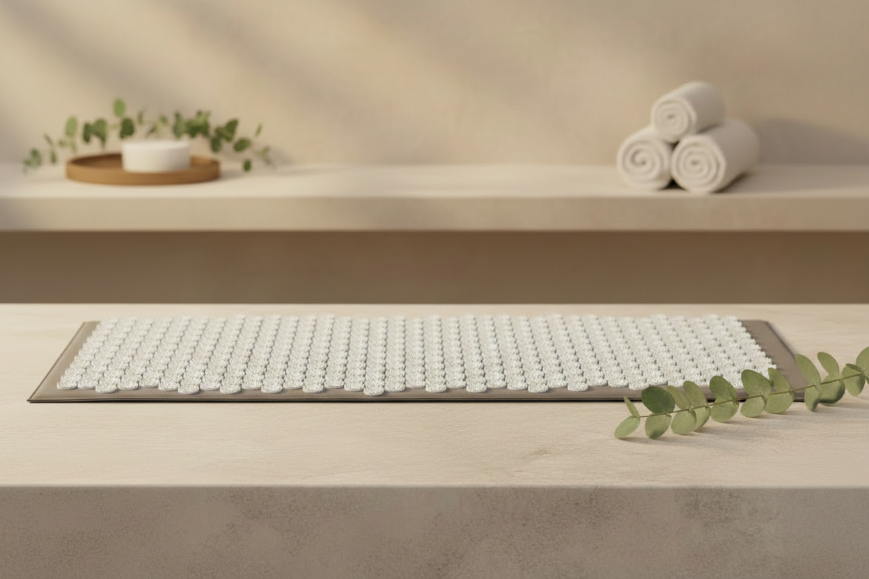 ReliefMat Acupressure Set with extra-long mat in a spa setting