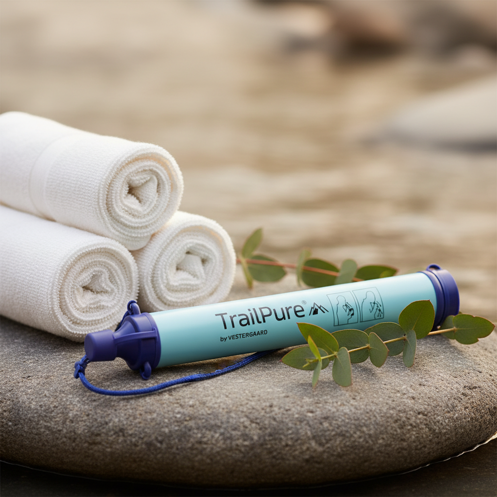 TrailPure Personal Survival Water Straw in a spa setting